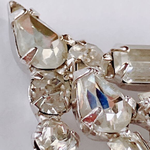 VTG Mid Century Brooch Clear Rhinestone Cocktail Baguette Glass Sparkly - Picture 6 of 10